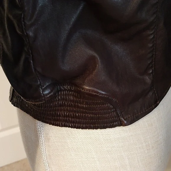 😍NWOT Goldsign Brand Ladie's Unlined Genuine Leather Cropped Bomber Jacket, LG - Picture 10 of 13